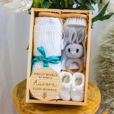 Personalised Newborn Welcome Hamper in White