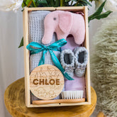 Personalised Newborn Welcome Hamper - Pink Elephant Theme