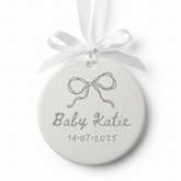 Personalised Baby Bow Ceramic Disc