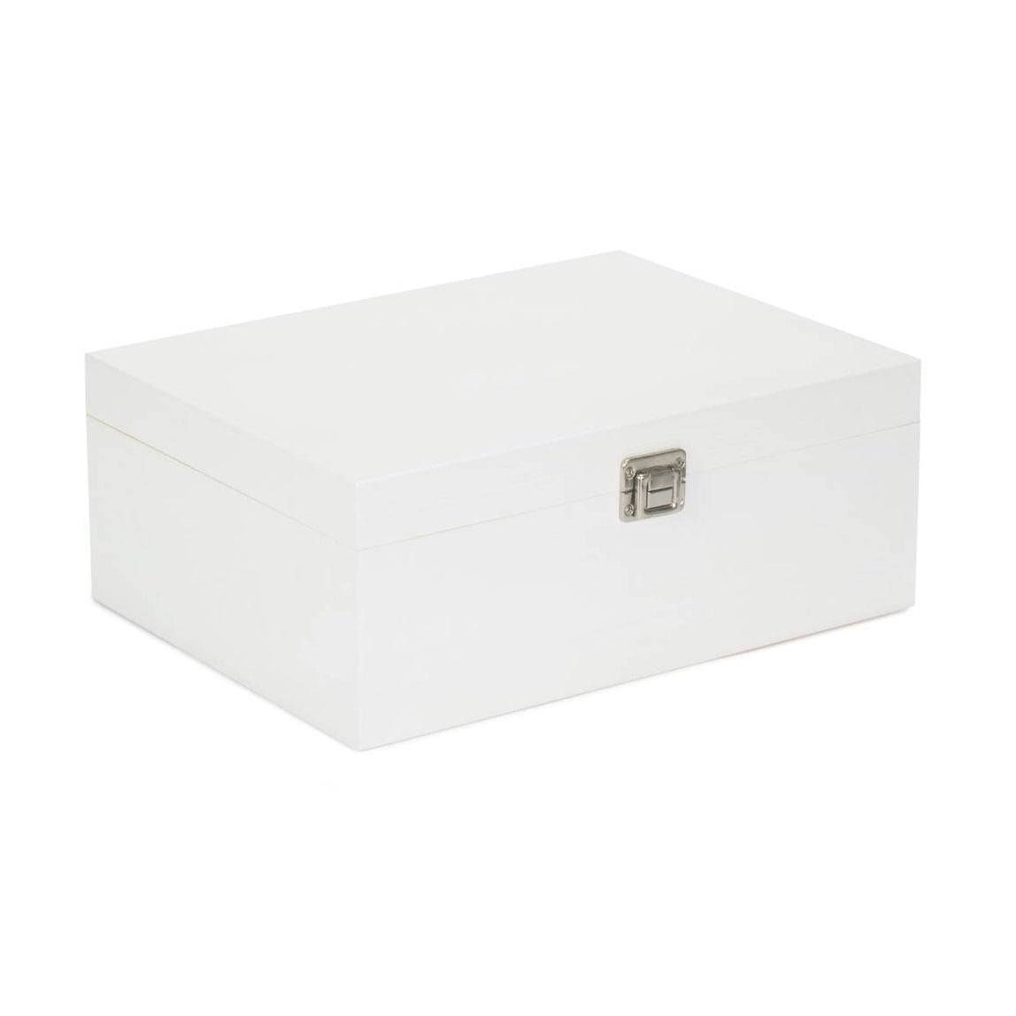 White Wooden Hamper Gift Box with Metal Clasp