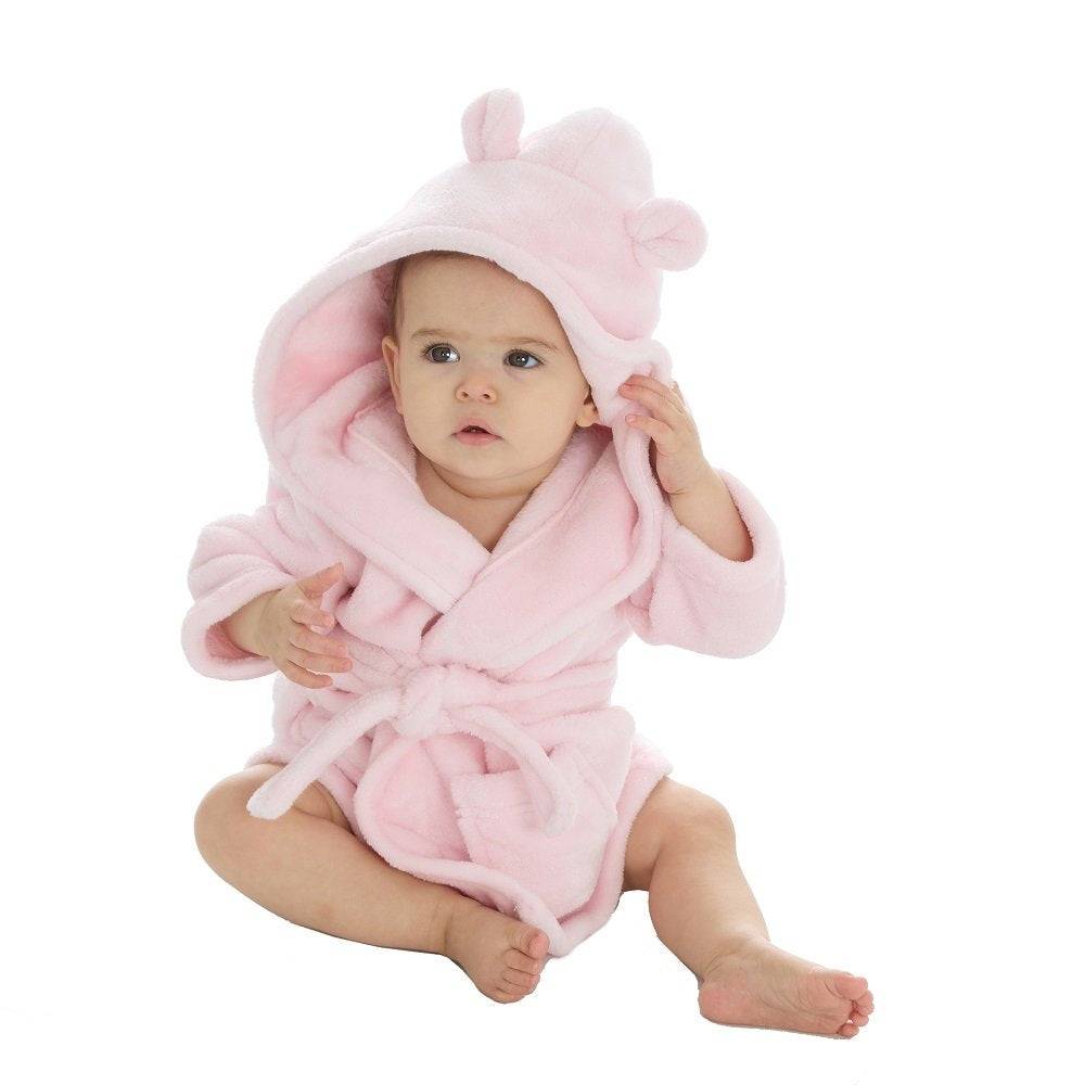 Hooded Dressing Gown with Ears in Pink