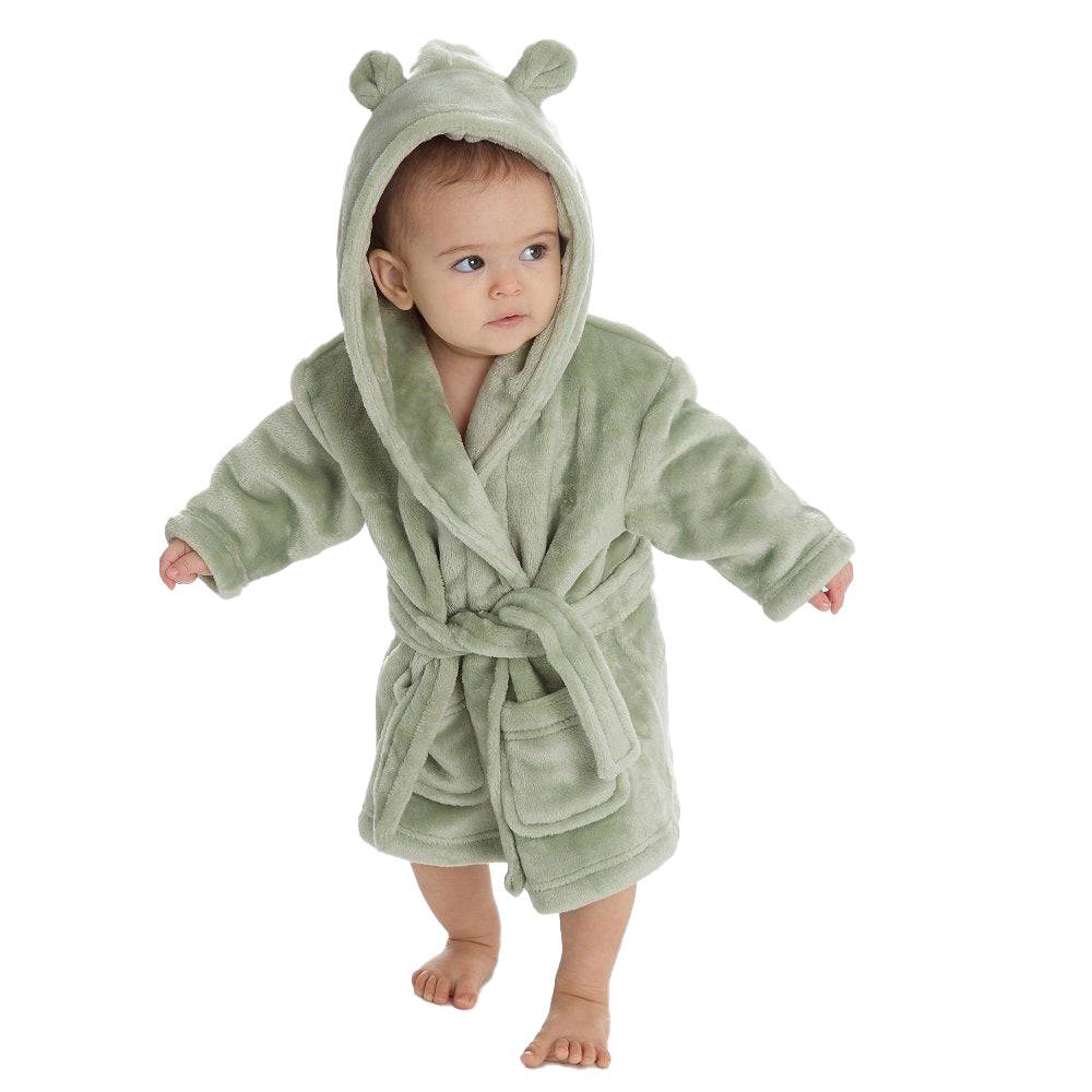 Hooded Dressing Gown with Ears in Sage Green