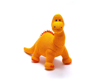 Orange Knitted Dinosaur Baby Rattle