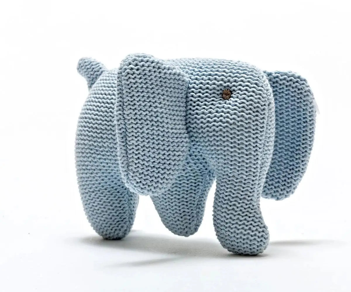 Blue Knitted Elephant Baby Rattle