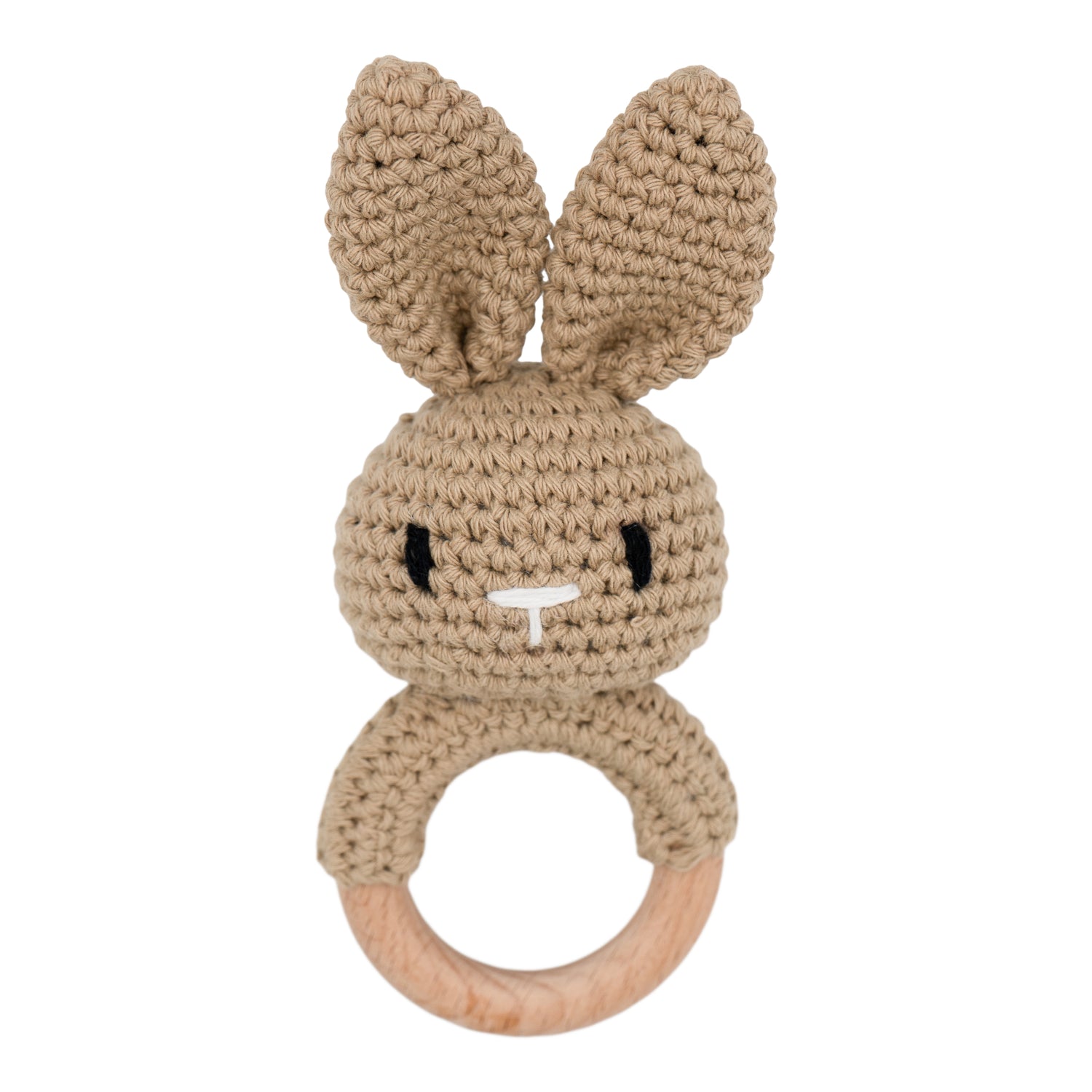 Crochet Rattle & Teether - Brown Rabbit Design