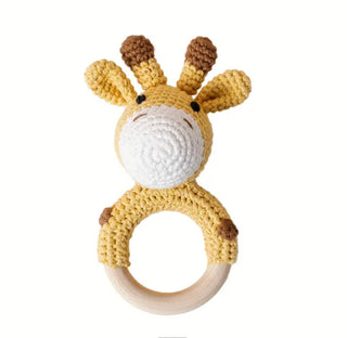 Crochet Rattle & Teether - Yellow Giraffe Design
