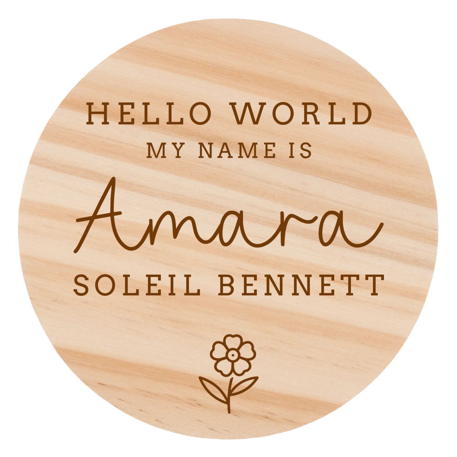 Personalised Wooden Baby Keepsake Milestone Disc