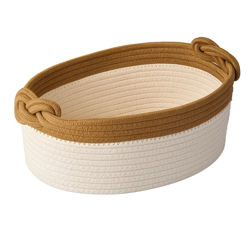 Large White and Cream Rope Basket