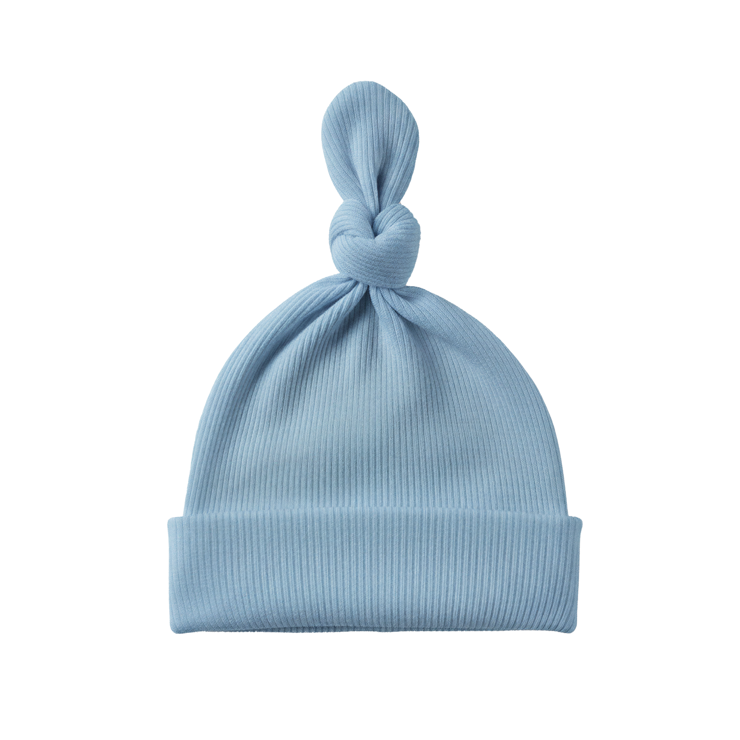Blue Ribbed Knotty Hat for 0-6 Months