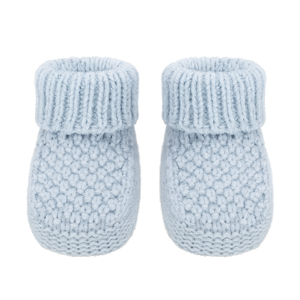 Blue Bootees in a Ribbed Design - Newborn to 6 Months