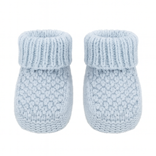 Blue Bootees in a Ribbed Design - Newborn to 6 Months