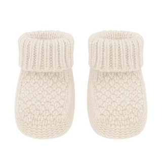 Cream Bootees in a Ribbed Design - Newborn to 6 Months