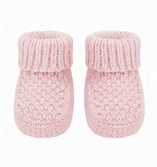 Pink Bootees in a Ribbed Design - Newborn to 6 Months