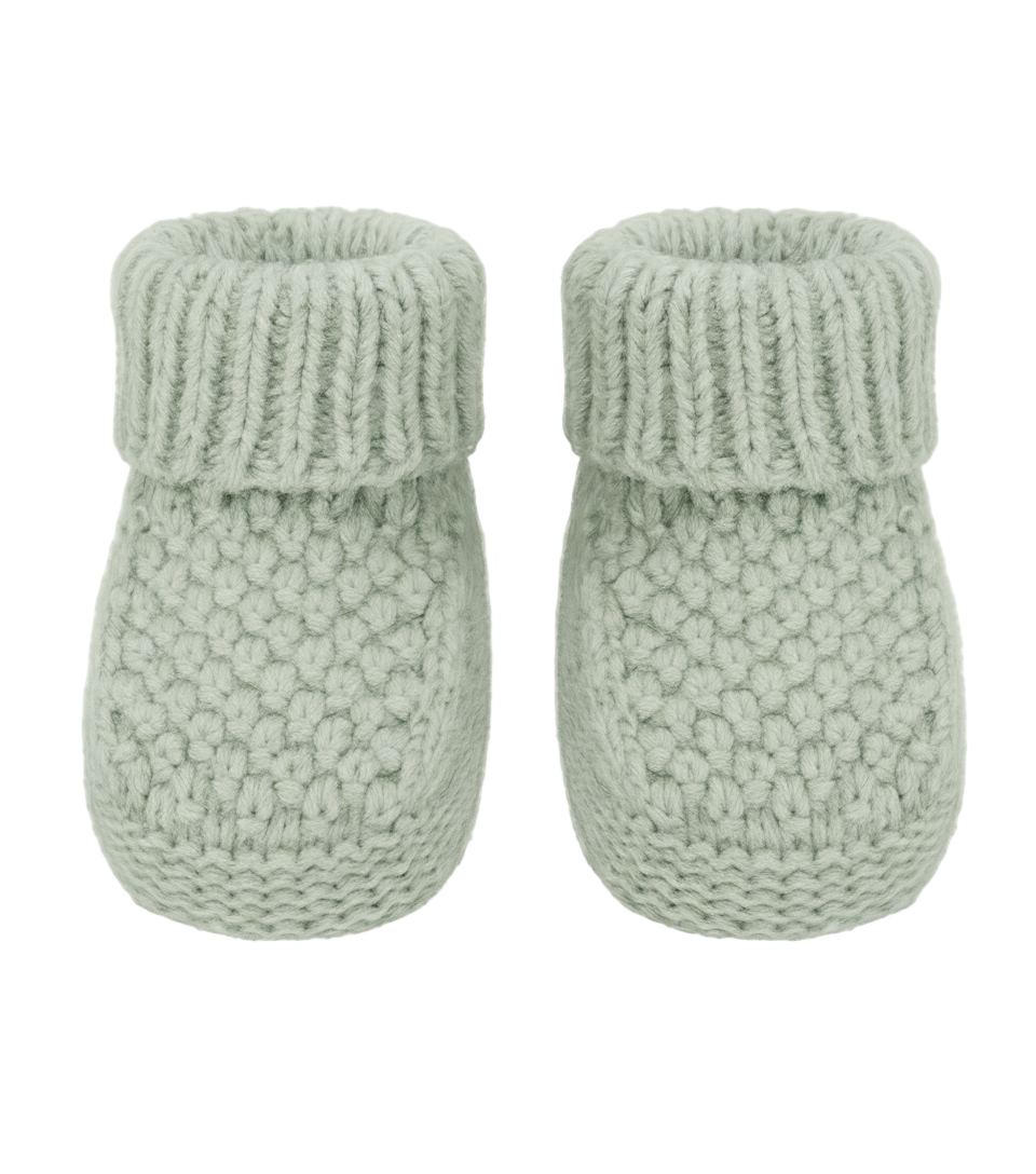 Green Bootees in a Ribbed Design - Newborn to 6 Months