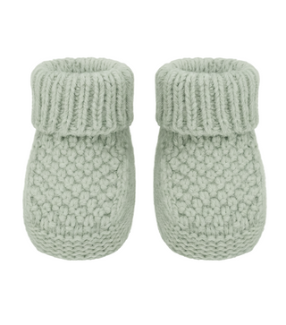 Green Bootees in a Ribbed Design - Newborn to 6 Months