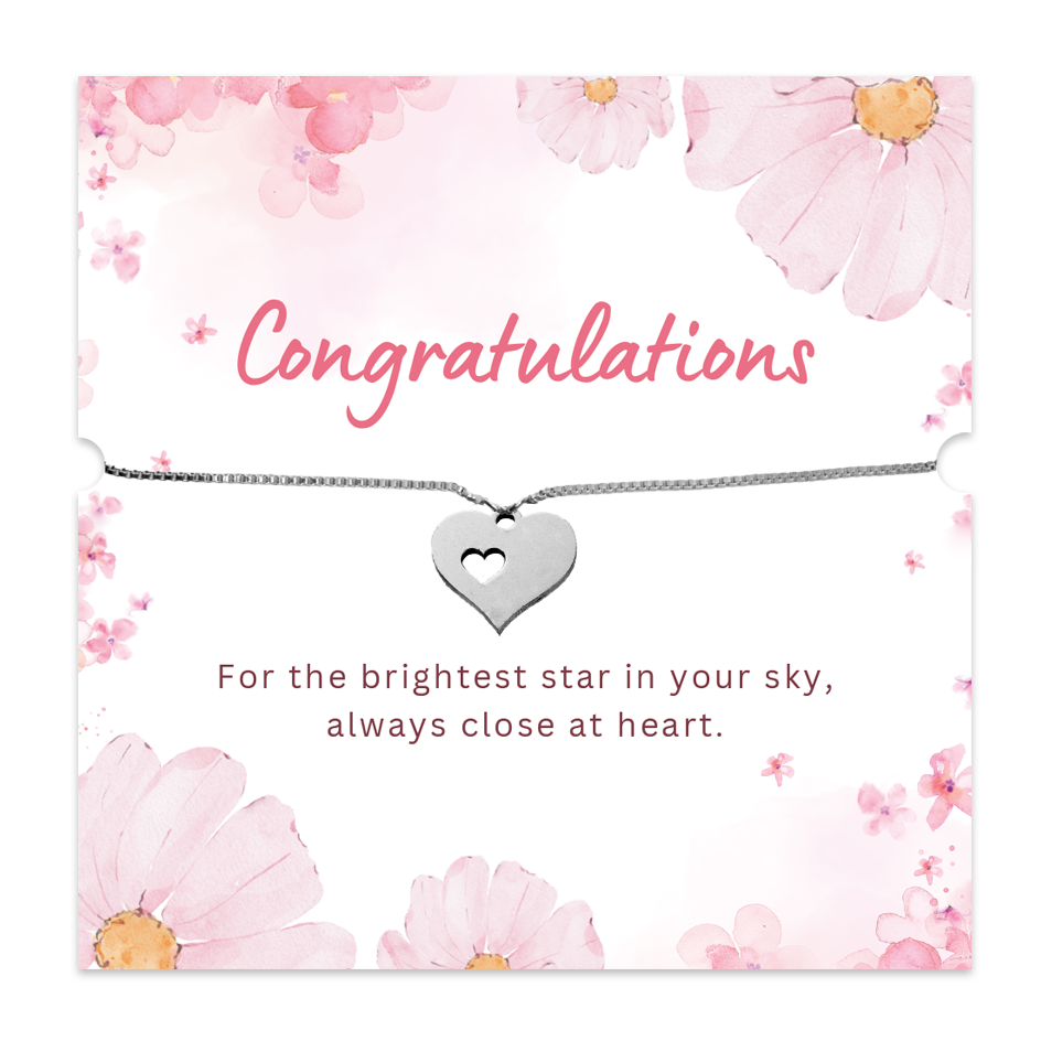 Congratulations Wish String Bracelet with Heart Charm