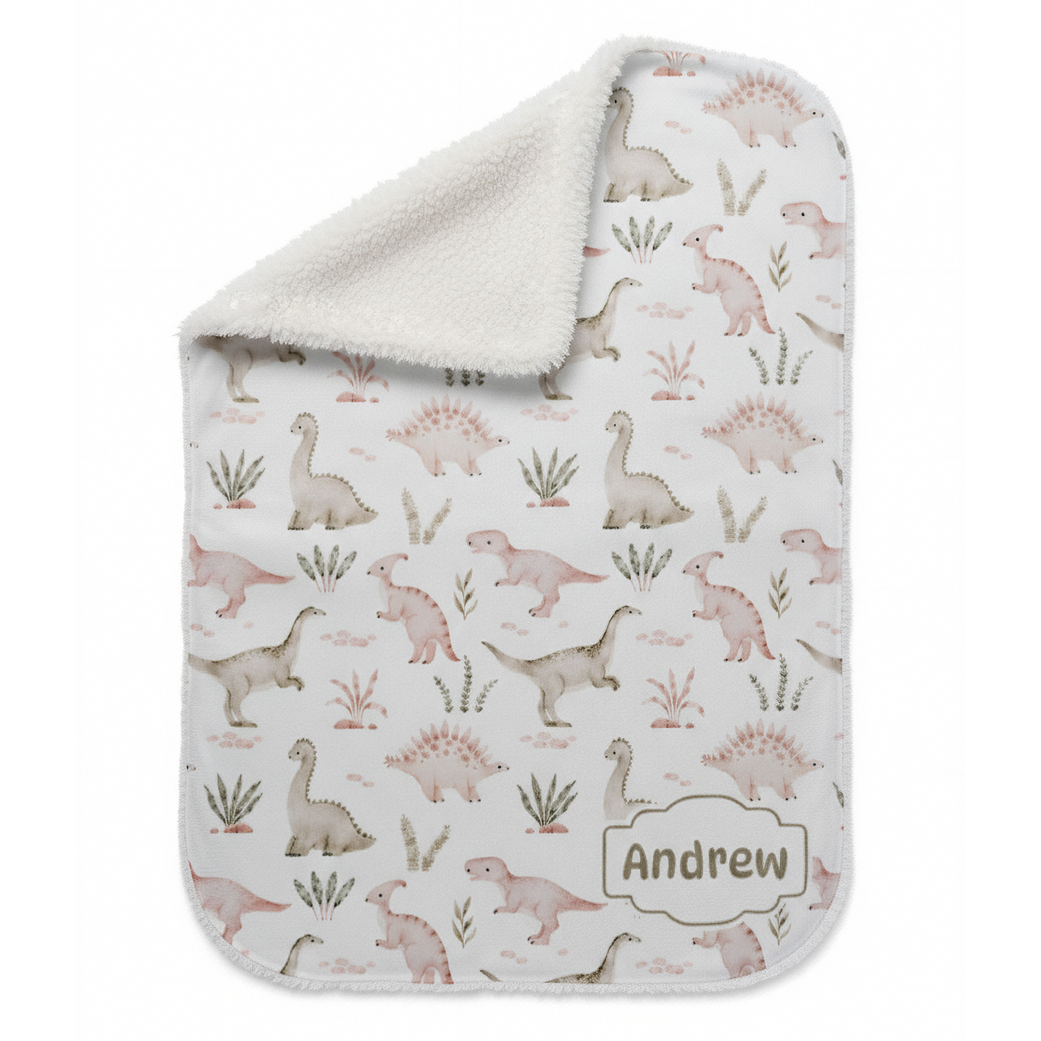 Personalised Name Dinosaur Sherpa Blanket