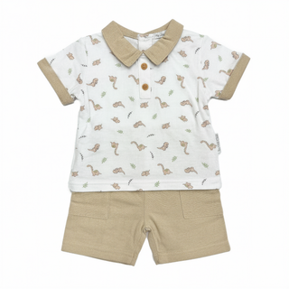 Baby Two Piece Top and Shorts Set in Dinosaur Design - Newborn to 6 Months