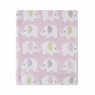 Pink Elephant Theme Baby Blanket
