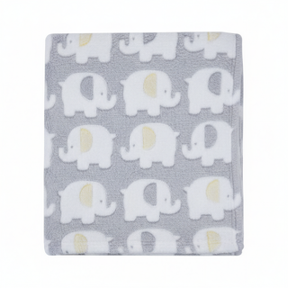 Yellow Grey Elephant Theme Baby Blanket