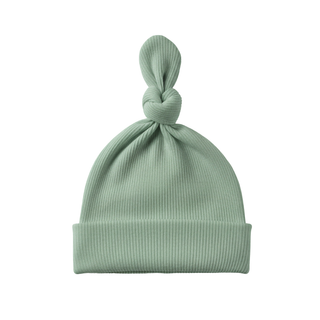 Sage Green Ribbed Knotty Hat for 0-6 Months
