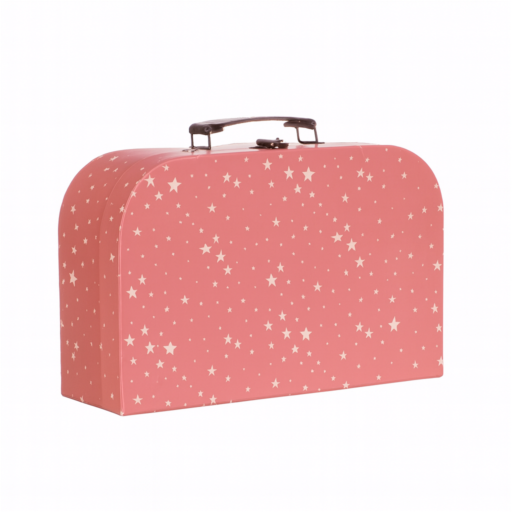 Little Stars Suitcase Hamper - Pink Stars Design - Large