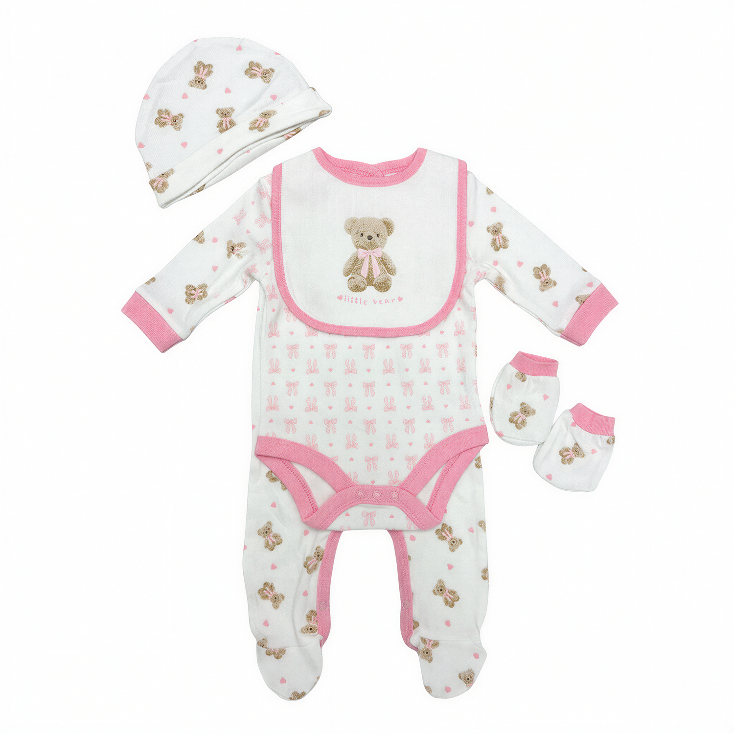 5 Piece Teddy Clothing Set (Bib, Babygrow & More)