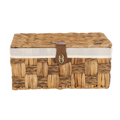 Lined Wicker Hamper Storage Box with Clasp - Medium