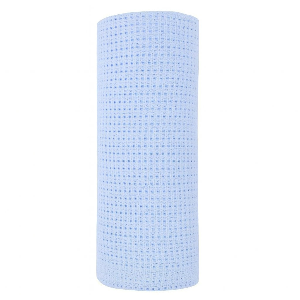 Pure Cotton Cellular Knit Shawl in Baby Blue