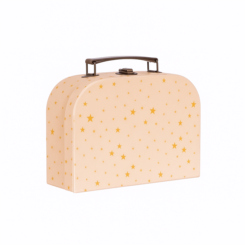 Little Stars Suitcase Hamper - Cream Stars Design - Small