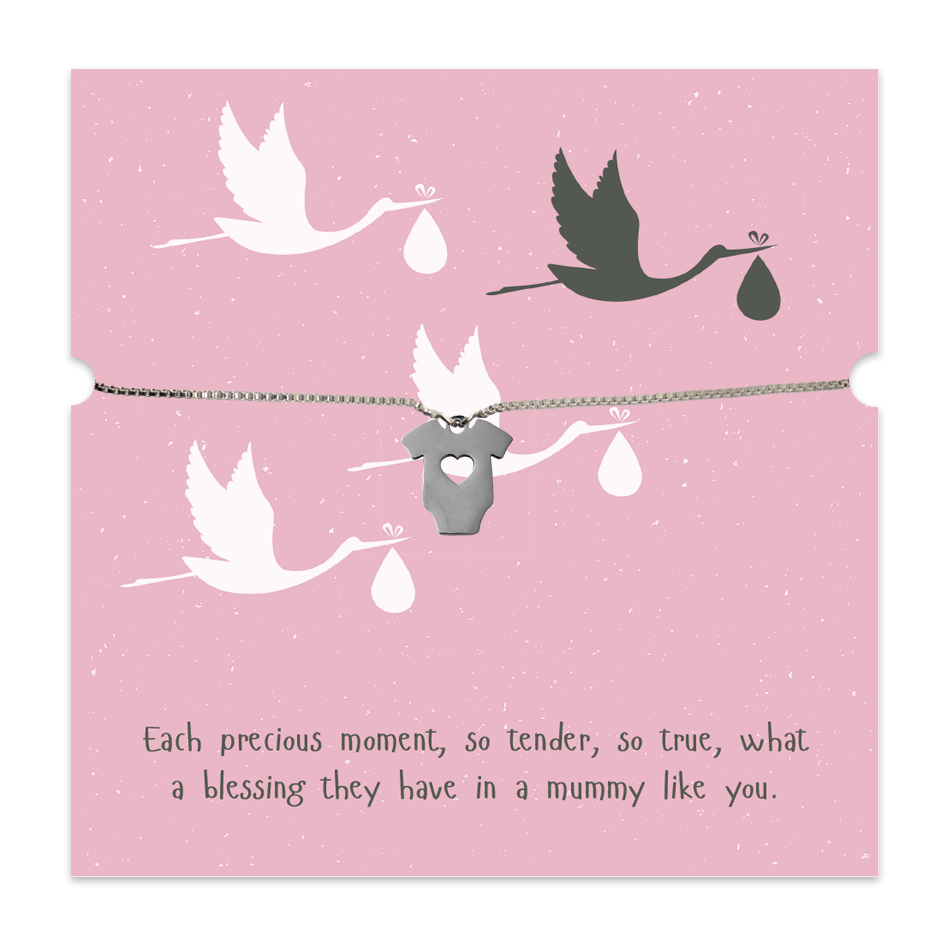 New Mum Wish String Bracelet Baby Grow Charm - Pink