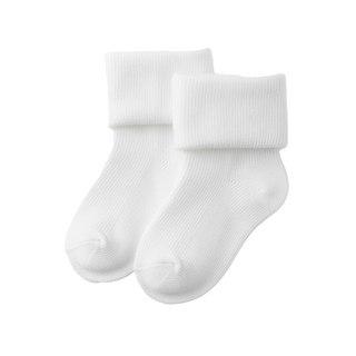 Baby White Cotton Socks - 0-3 Months
